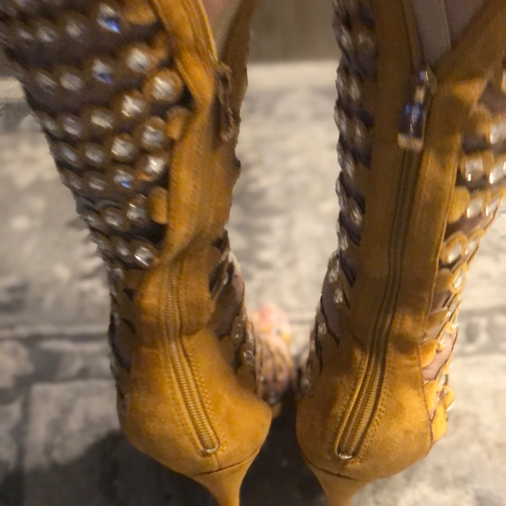 Cape Robbin Open Toe Lace Up Gladiator Over The Knee Thigh High Caged Sandals - Picture 9 of 16
